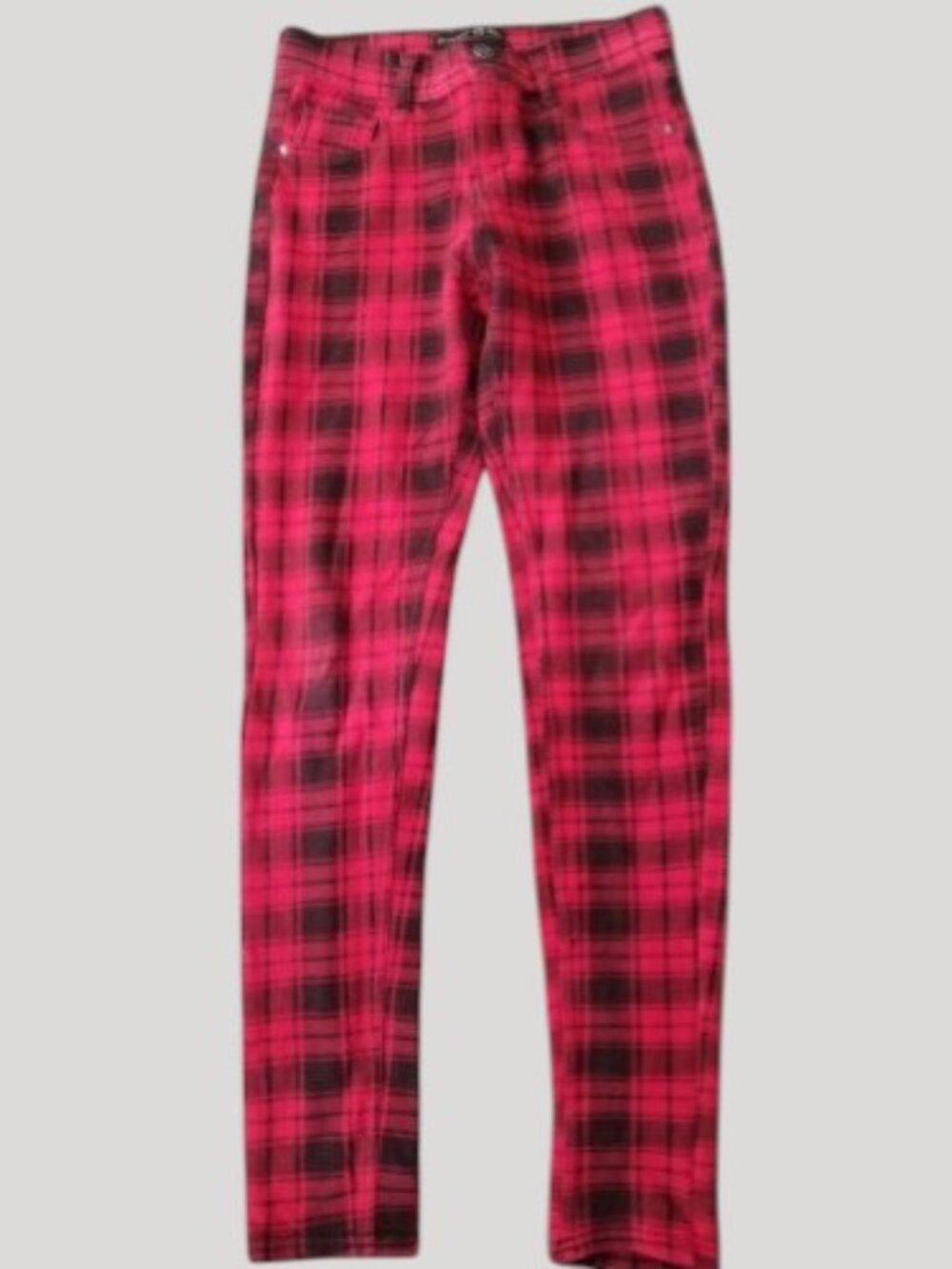 IMPERIAL STAR Red and Black Plaid Jeans Leggings Girls Size 12 - Picture 3 of 5